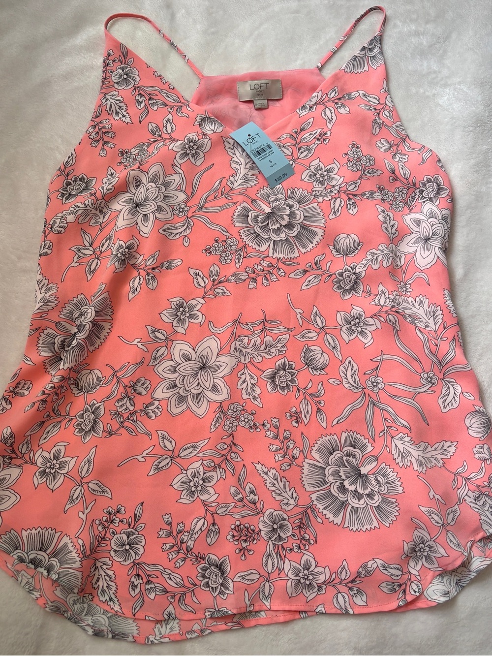 LOFT Outlet Petite S Floral Cami Coral Pink NWT Sleeveless Tank Top Boho Preppy